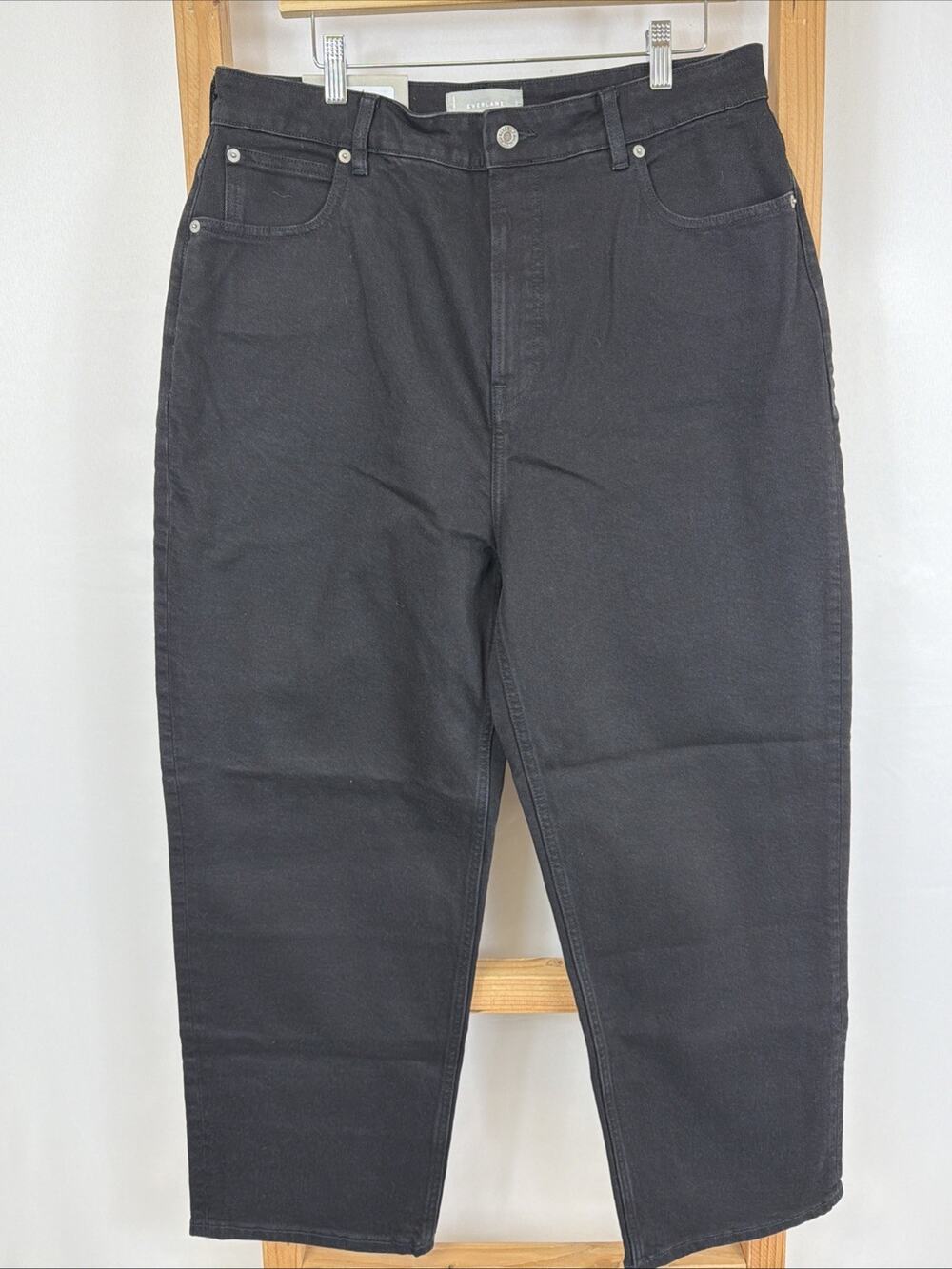 NWT Everlane The Curvy Way Hourglass Fit High Straight Leg Jean Black SZ 33